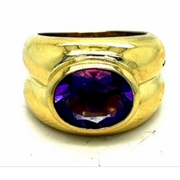 18K Tiffany & Co. Yellow Gold Bezel Set Amethyst R